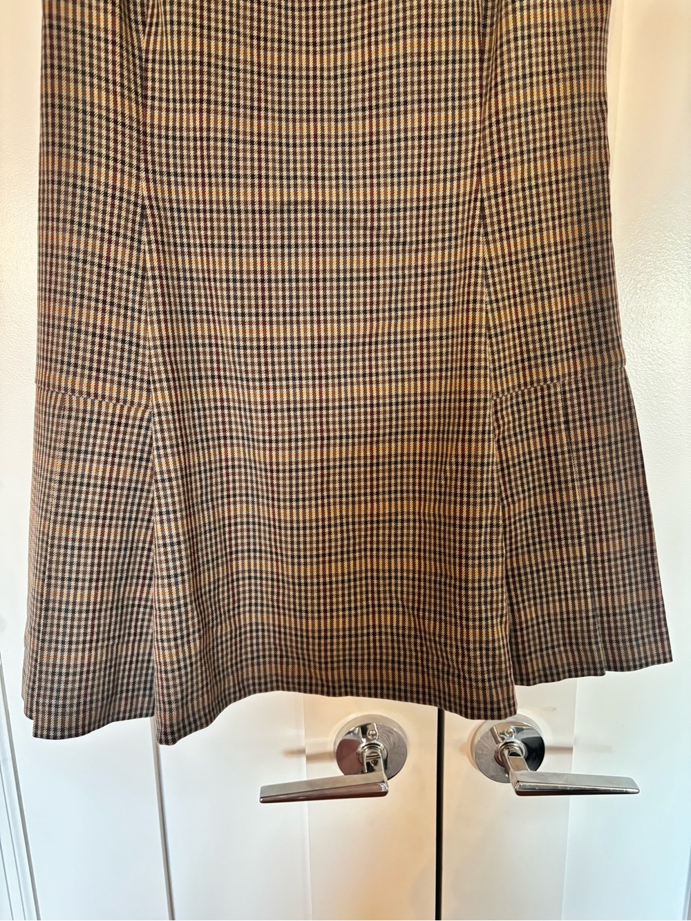 GAP Brown Plaid Square-Neck Pleated Mini Dress - Picture 6 of 8